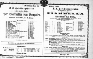 Theaterzettel (Oper und Burgtheater in Wien) 18670313 Seite: 1