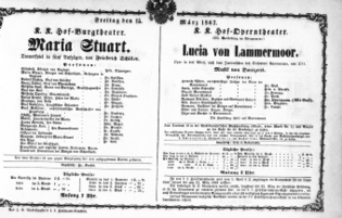 Theaterzettel (Oper und Burgtheater in Wien) 18670315 Seite: 1