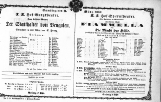 Theaterzettel (Oper und Burgtheater in Wien) 18670316 Seite: 1
