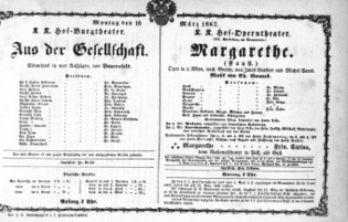 Theaterzettel (Oper und Burgtheater in Wien) 18670318 Seite: 1