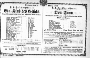 Theaterzettel (Oper und Burgtheater in Wien) 18670320 Seite: 1