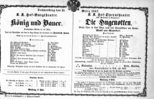 Theaterzettel (Oper und Burgtheater in Wien) 18670321 Seite: 1