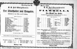 Theaterzettel (Oper und Burgtheater in Wien) 18670322 Seite: 1