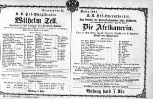 Theaterzettel (Oper und Burgtheater in Wien) 18670331 Seite: 1