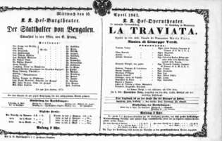 Theaterzettel (Oper und Burgtheater in Wien) 18670410 Seite: 1