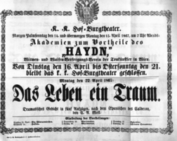 Theaterzettel (Oper und Burgtheater in Wien) 18670414 Seite: 1