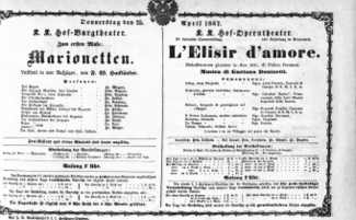 Theaterzettel (Oper und Burgtheater in Wien) 18670425 Seite: 1