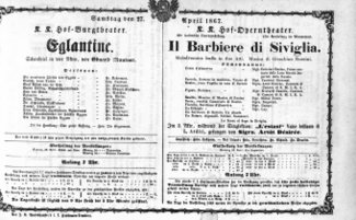 Theaterzettel (Oper und Burgtheater in Wien) 18670427 Seite: 1