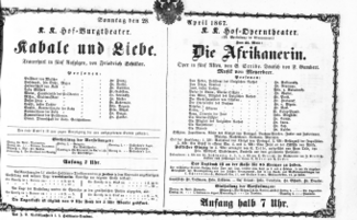 Theaterzettel (Oper und Burgtheater in Wien) 18670428 Seite: 2