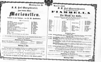 Theaterzettel (Oper und Burgtheater in Wien) 18670429 Seite: 1