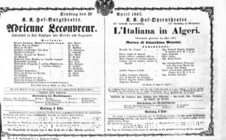 Theaterzettel (Oper und Burgtheater in Wien) 18670430 Seite: 1