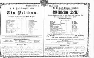 Theaterzettel (Oper und Burgtheater in Wien) 18670501 Seite: 1