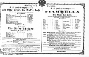 Theaterzettel (Oper und Burgtheater in Wien) 18670504 Seite: 1