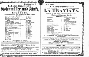 Theaterzettel (Oper und Burgtheater in Wien) 18670507 Seite: 1