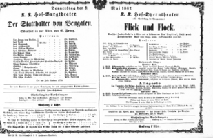 Theaterzettel (Oper und Burgtheater in Wien) 18670509 Seite: 1