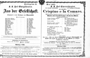 Theaterzettel (Oper und Burgtheater in Wien) 18670510 Seite: 1