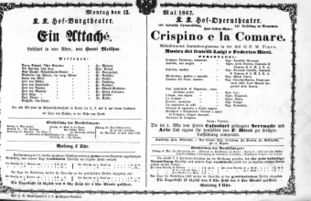 Theaterzettel (Oper und Burgtheater in Wien) 18670513 Seite: 1