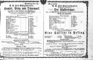 Theaterzettel (Oper und Burgtheater in Wien) 18670514 Seite: 1
