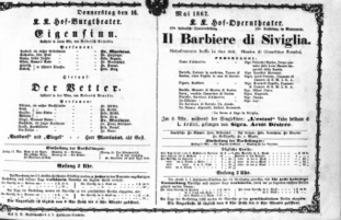 Theaterzettel (Oper und Burgtheater in Wien) 18670516 Seite: 1