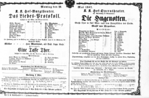 Theaterzettel (Oper und Burgtheater in Wien) 18670520 Seite: 1