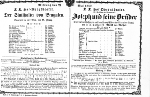 Theaterzettel (Oper und Burgtheater in Wien) 18670529 Seite: 1