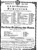 Theaterzettel (Oper und Burgtheater in Wien) 18670601 Seite: 1