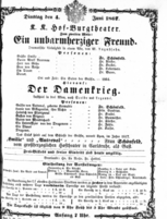 Theaterzettel (Oper und Burgtheater in Wien) 18670604 Seite: 1
