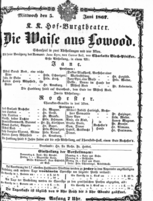Theaterzettel (Oper und Burgtheater in Wien) 18670605 Seite: 1