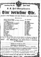 Theaterzettel (Oper und Burgtheater in Wien) 18670615 Seite: 1