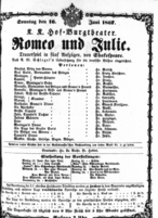 Theaterzettel (Oper und Burgtheater in Wien) 18670616 Seite: 1