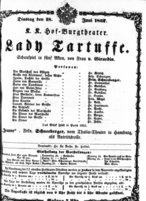 Theaterzettel (Oper und Burgtheater in Wien) 18670618 Seite: 1