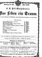 Theaterzettel (Oper und Burgtheater in Wien) 18670624 Seite: 1