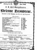 Theaterzettel (Oper und Burgtheater in Wien) 18670625 Seite: 1