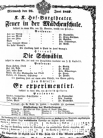 Theaterzettel (Oper und Burgtheater in Wien) 18670626 Seite: 1