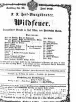 Theaterzettel (Oper und Burgtheater in Wien) 18670629 Seite: 1
