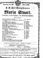 Theaterzettel (Oper und Burgtheater in Wien) 18670630 Seite: 1