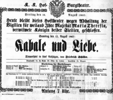 Theaterzettel (Oper und Burgtheater in Wien) 18670817 Seite: 1