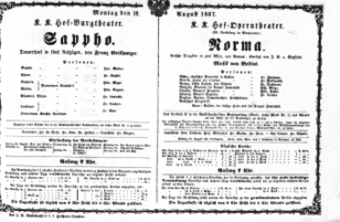 Theaterzettel (Oper und Burgtheater in Wien) 18670819 Seite: 1