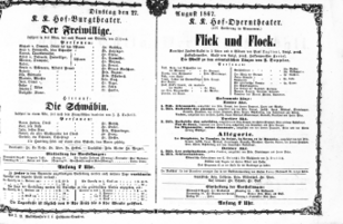 Theaterzettel (Oper und Burgtheater in Wien) 18670827 Seite: 1