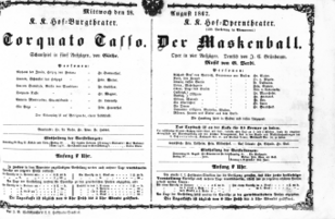 Theaterzettel (Oper und Burgtheater in Wien) 18670828 Seite: 1