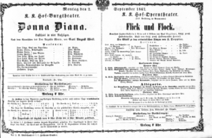 Theaterzettel (Oper und Burgtheater in Wien) 18670902 Seite: 1