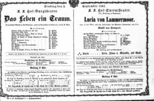 Theaterzettel (Oper und Burgtheater in Wien) 18670903 Seite: 1