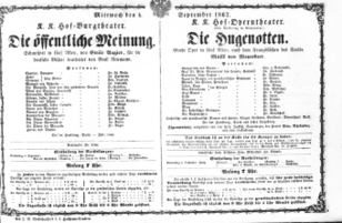 Theaterzettel (Oper und Burgtheater in Wien) 18670904 Seite: 1