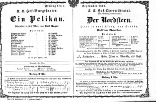 Theaterzettel (Oper und Burgtheater in Wien) 18670906 Seite: 1