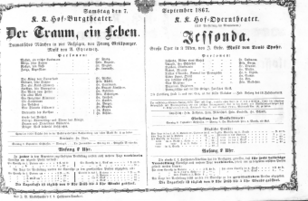 Theaterzettel (Oper und Burgtheater in Wien) 18670907 Seite: 1