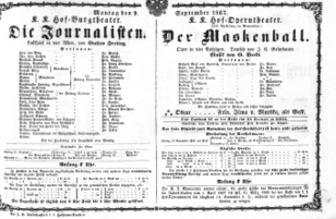 Theaterzettel (Oper und Burgtheater in Wien) 18670909 Seite: 1