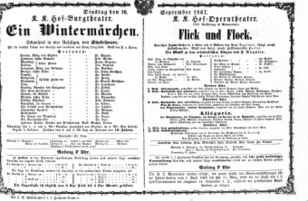 Theaterzettel (Oper und Burgtheater in Wien) 18670910 Seite: 1