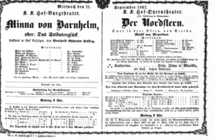 Theaterzettel (Oper und Burgtheater in Wien) 18670911 Seite: 1