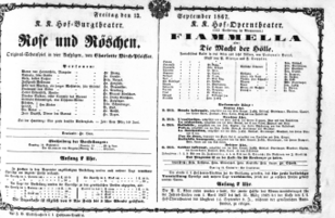 Theaterzettel (Oper und Burgtheater in Wien) 18670913 Seite: 1