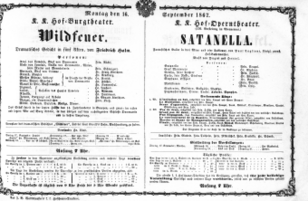 Theaterzettel (Oper und Burgtheater in Wien) 18670916 Seite: 1